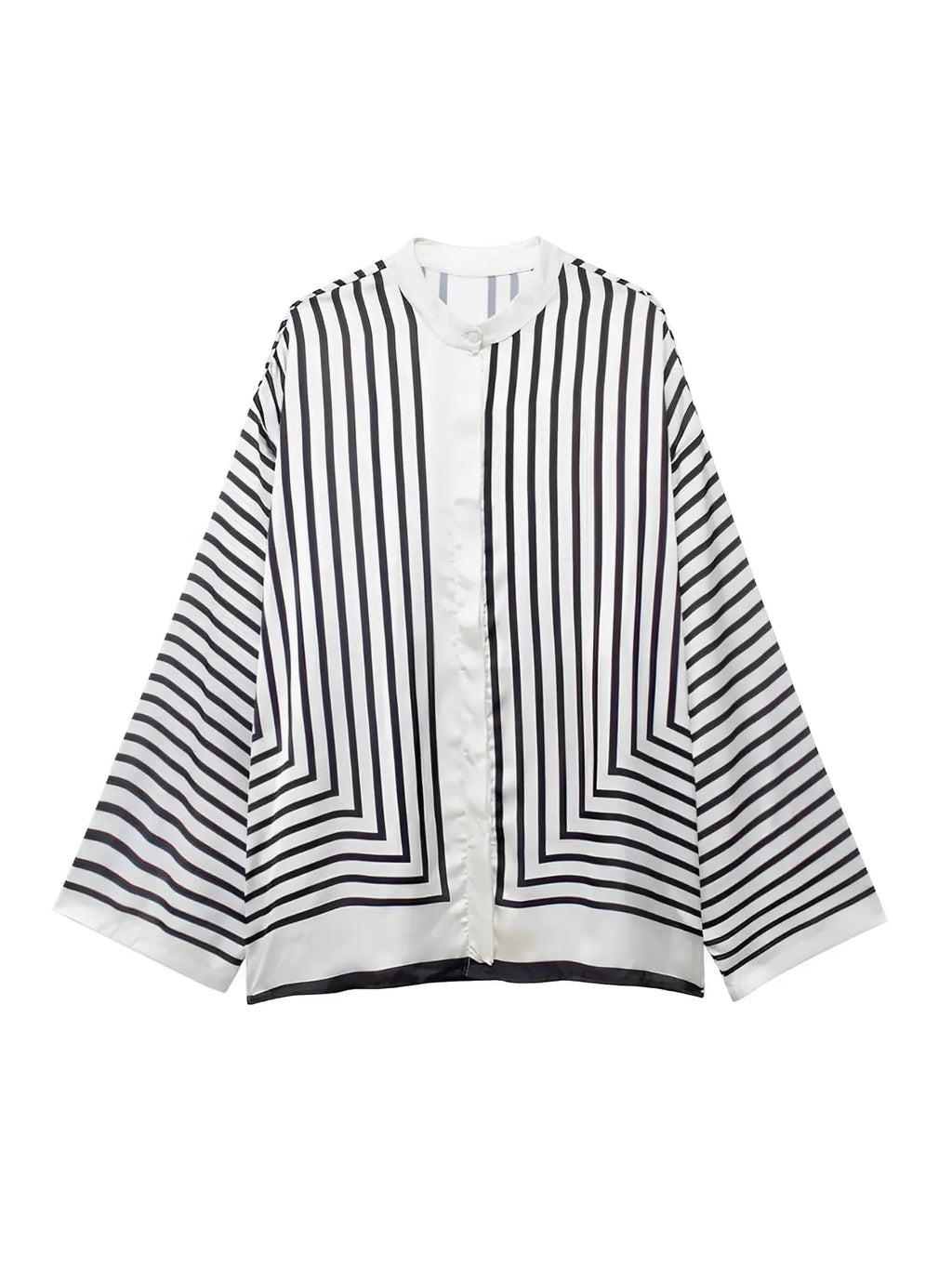 Camisa Feminina Bata Listrada com Manga Flare - Giulia