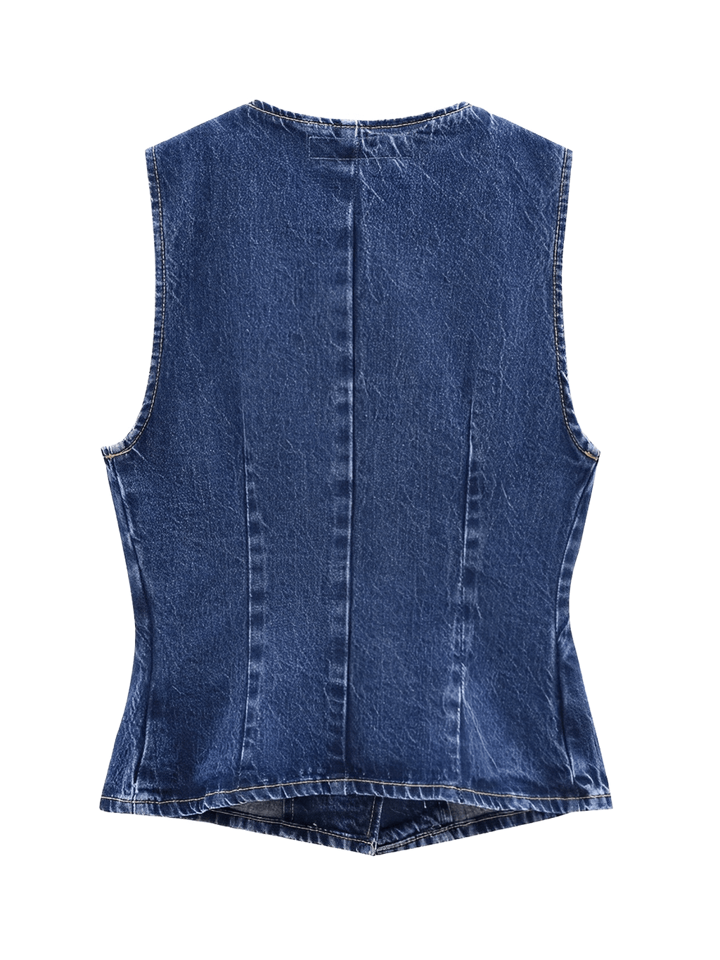 Colete Jeans Ajustado com Fechamento Assimétrico em Botões – Rose