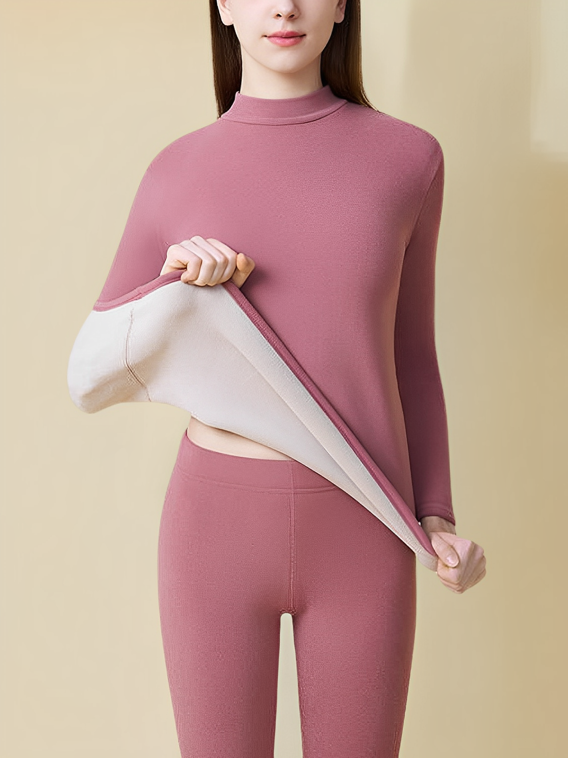 Conjunto Térmico Peluciado com Blusa Gola Alta e Calça Legging – Alicya [FRETE FULL]