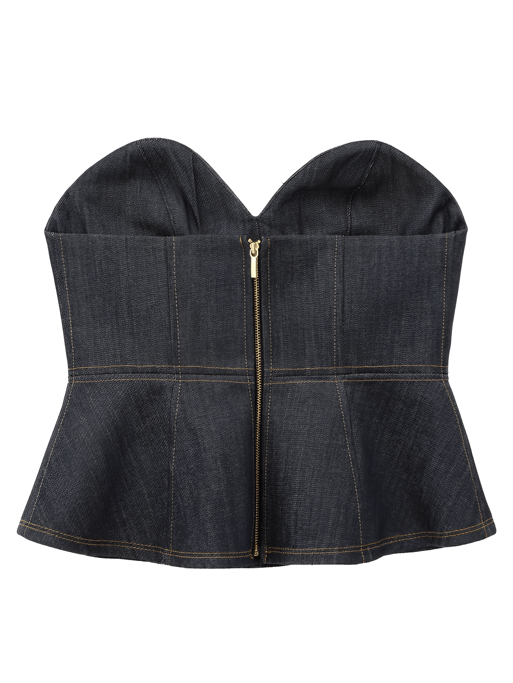 Conjunto Jeans 3 Peças Blazer Corset Peplum e Calça Pantalona - Kendall