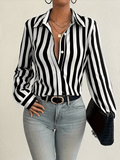 Camisa Gola Polo com Listras e Modelagem Alongada - Kesia