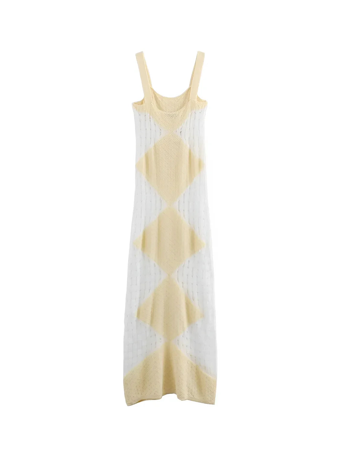 Vestido Longo de Tricô Vazado com Alças Finas e Caimento Leve – Helena