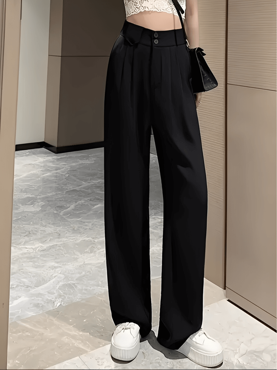 Calça  Alfaiataria Wide Leg Cintura Alta com Lenço Removível  – Amara