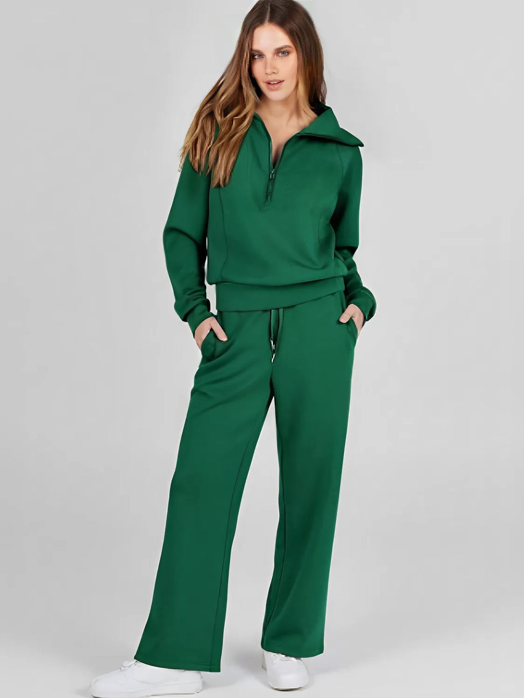 Conjunto com Suéter de Gola Alta e Calça Wide Leg Ajustável - Alessandra