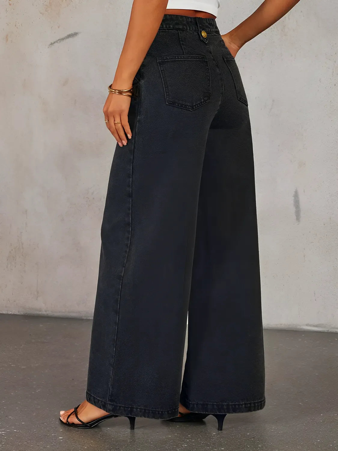 Calça Jeans Pantalona Feminina de Cintura Média – Luiza [FRETE FULL]