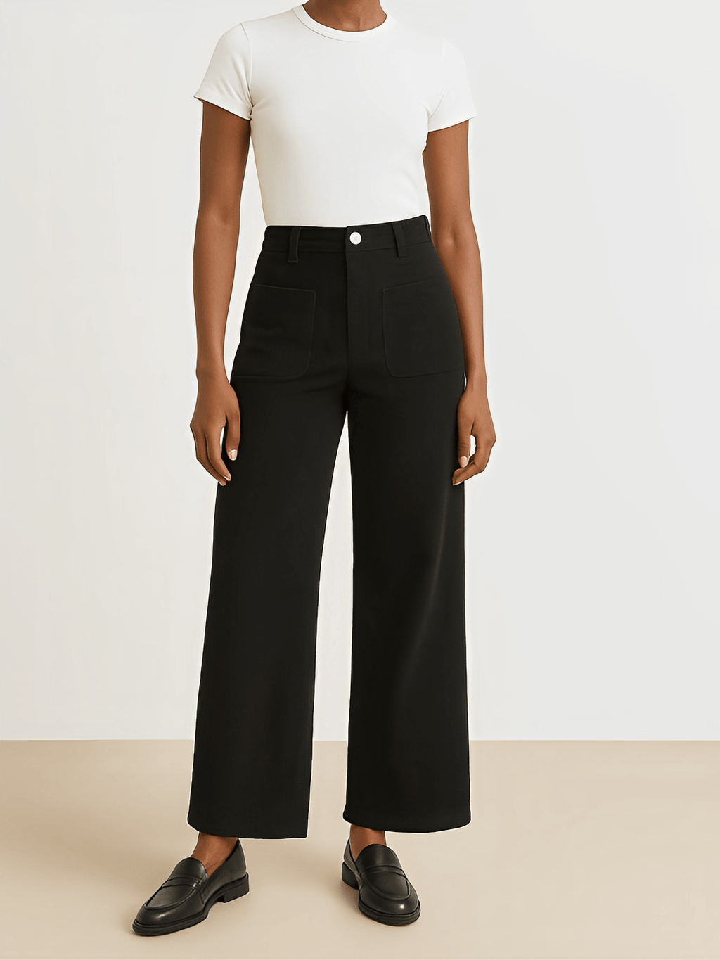 Calça Wide Leg Vintage em Veludo Cotelê Cintura Alta com Bolsos - Antonia