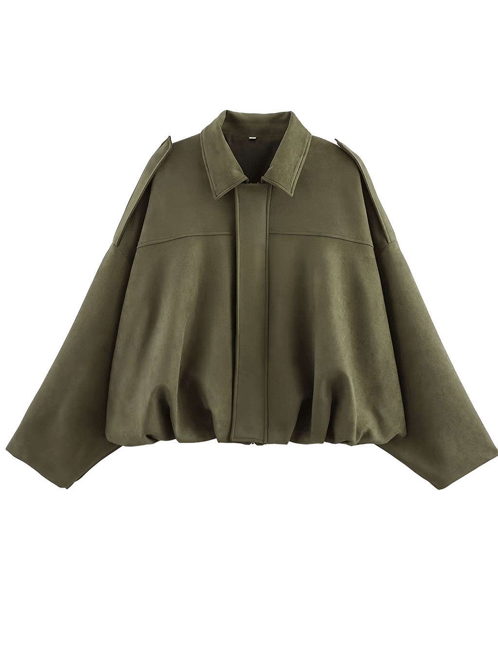 Jaqueta Bomber Oversized em Camurça com Recortes – Ione [FRETE FULL]