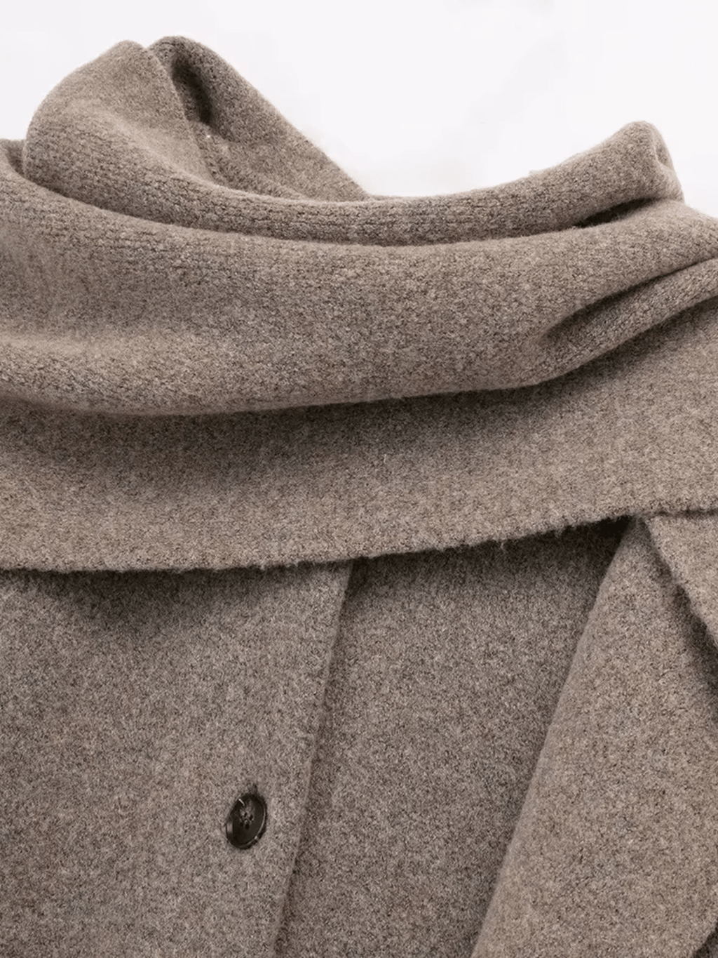 Casaco Oversized em Lã Batida com Cachecol Removível - Marjorie