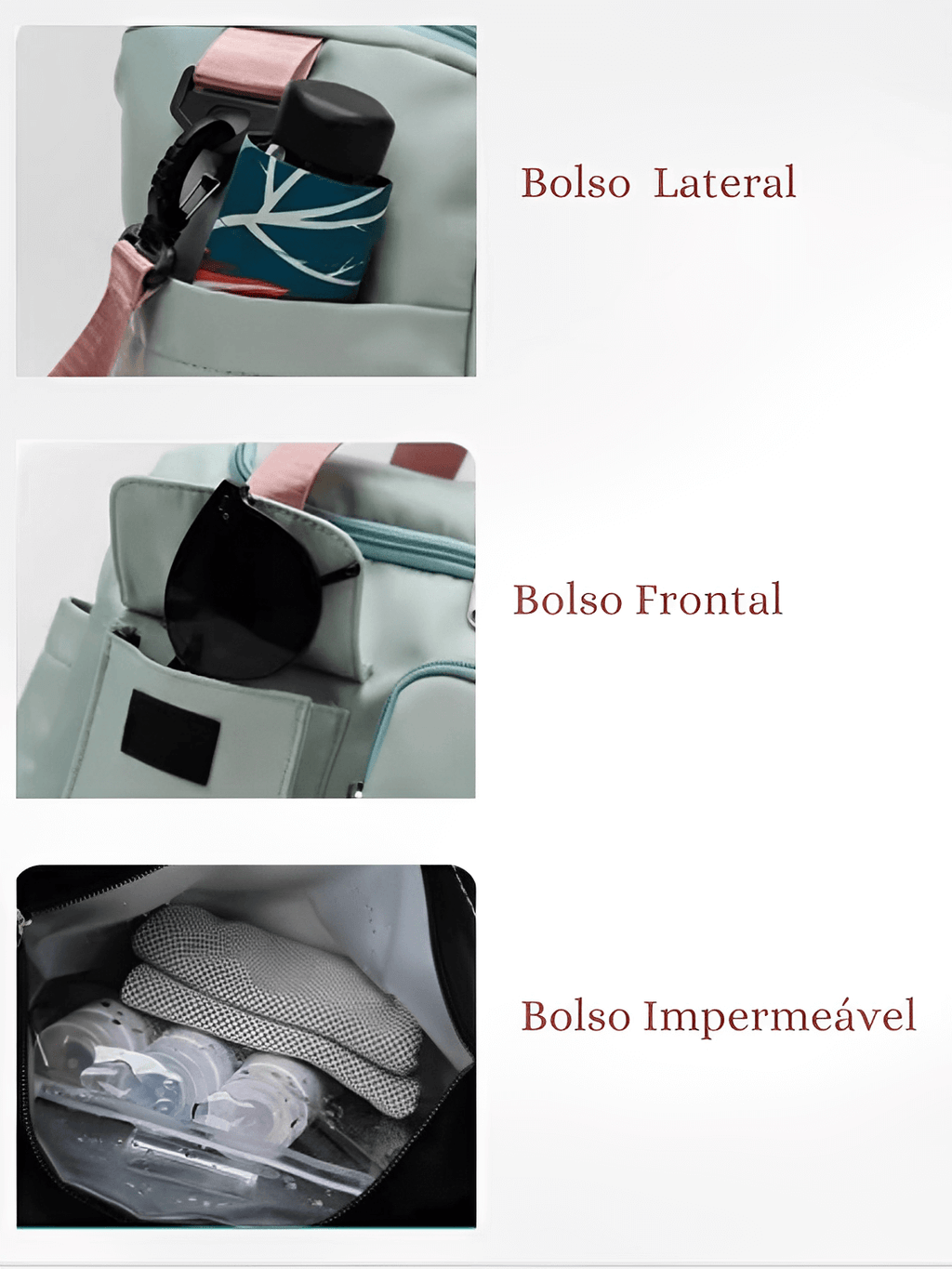 Bolsa Mala Feminina Grande Impermeável com Bolsos Multifuncionais – Kelly