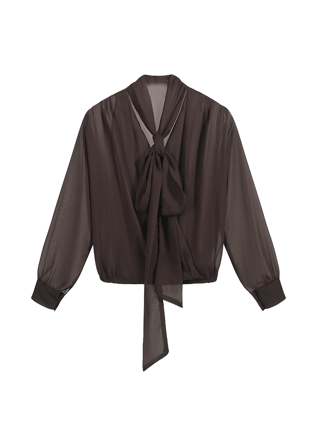 Camisa em Chiffon com Gola Laço e Punhos com Botão – Evangeline