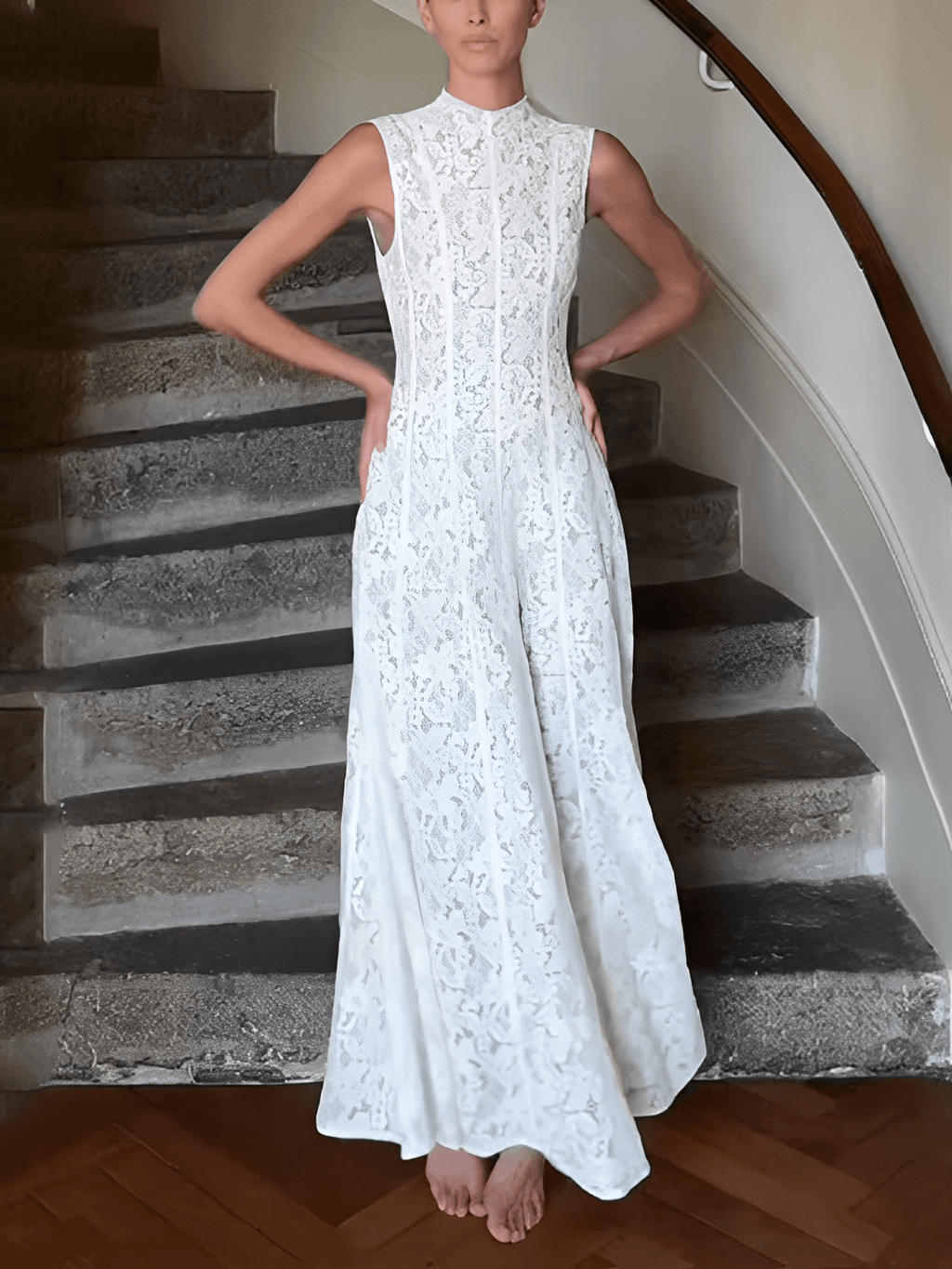 Vestido Midi em Renda Texturizada com Flores Acinturado – Carlota [FRETE FULL]