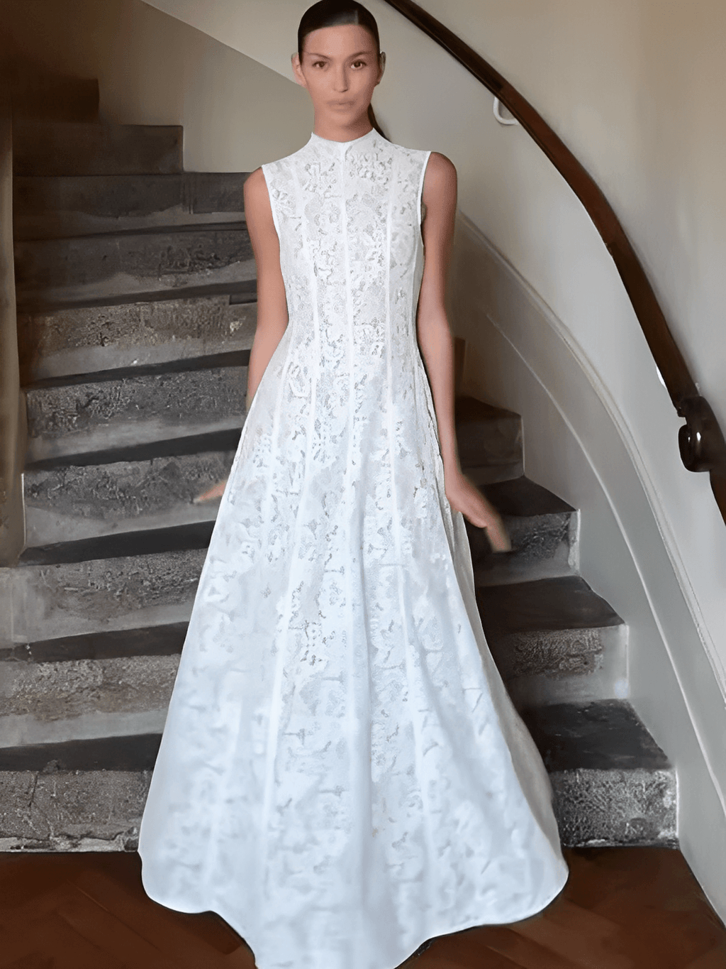 Vestido Midi em Renda Texturizada com Flores Acinturado – Carlota [FRETE FULL]