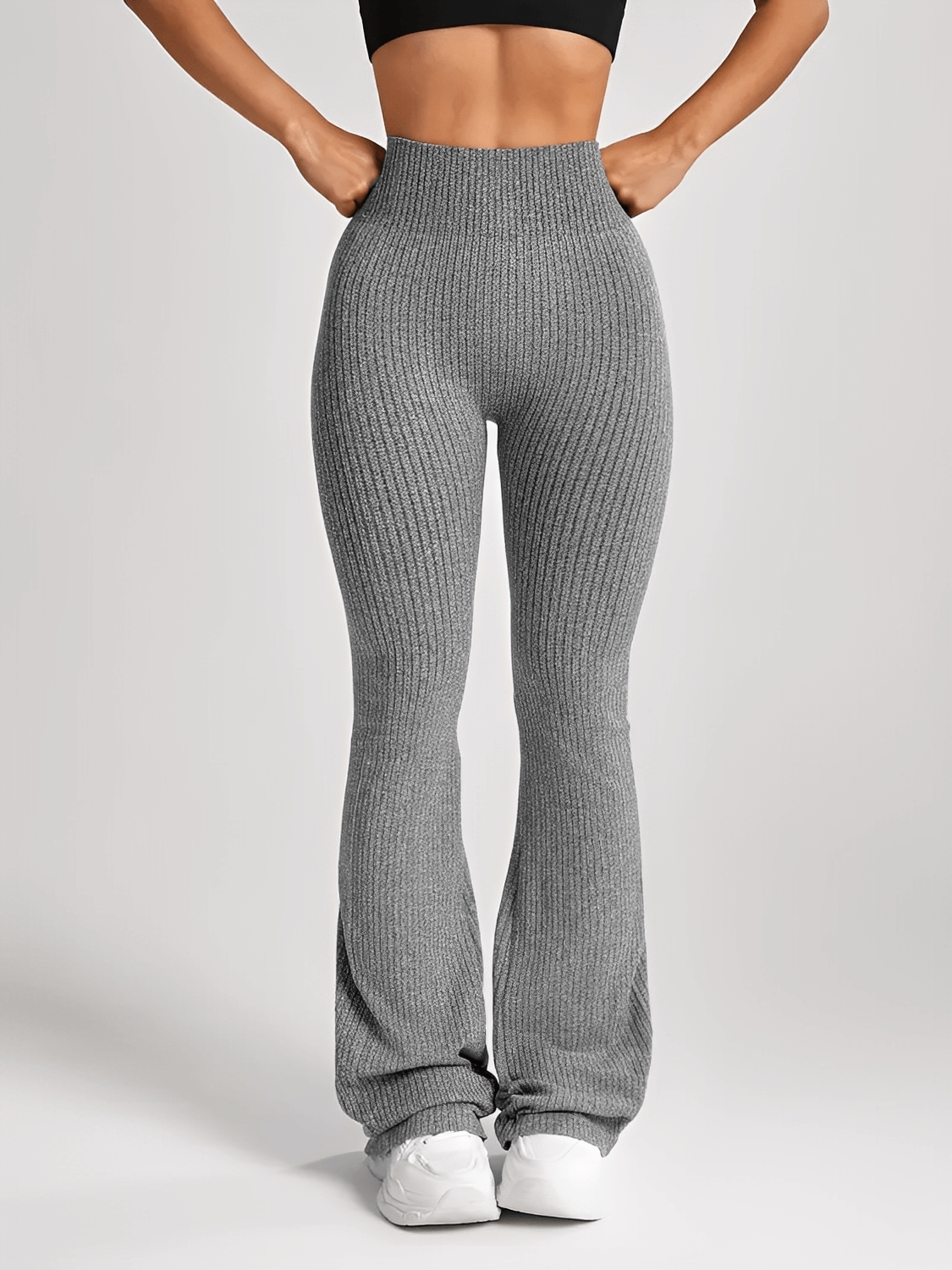 Calça Flare Canelada 3D com Cintura Alta e Efeito Lifting – Juliete