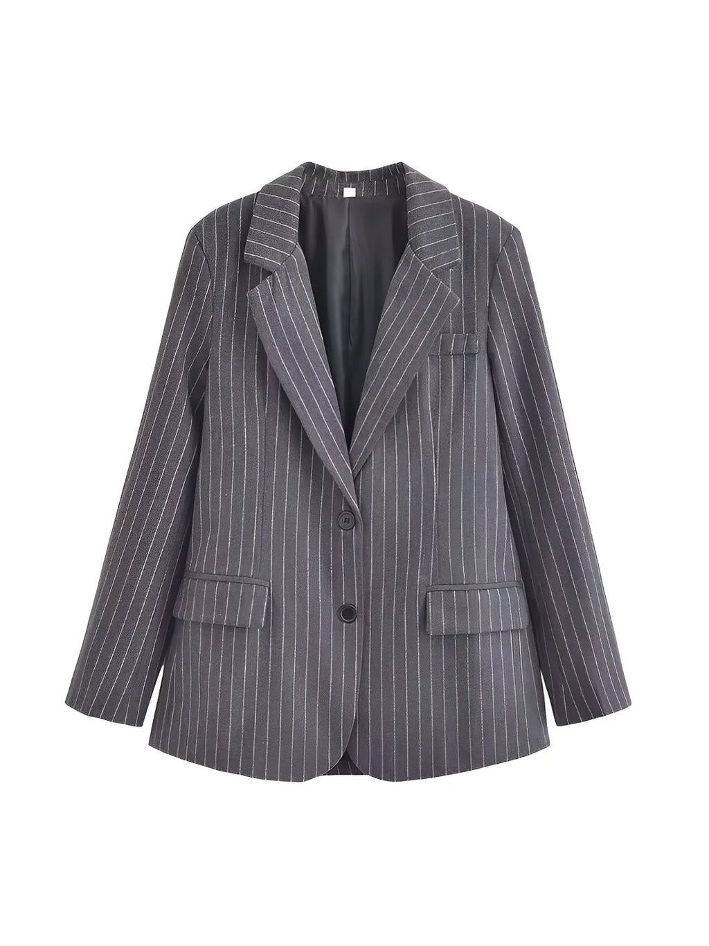 Blazer Feminino Oversized Riscas de Giz com Botões - Francine