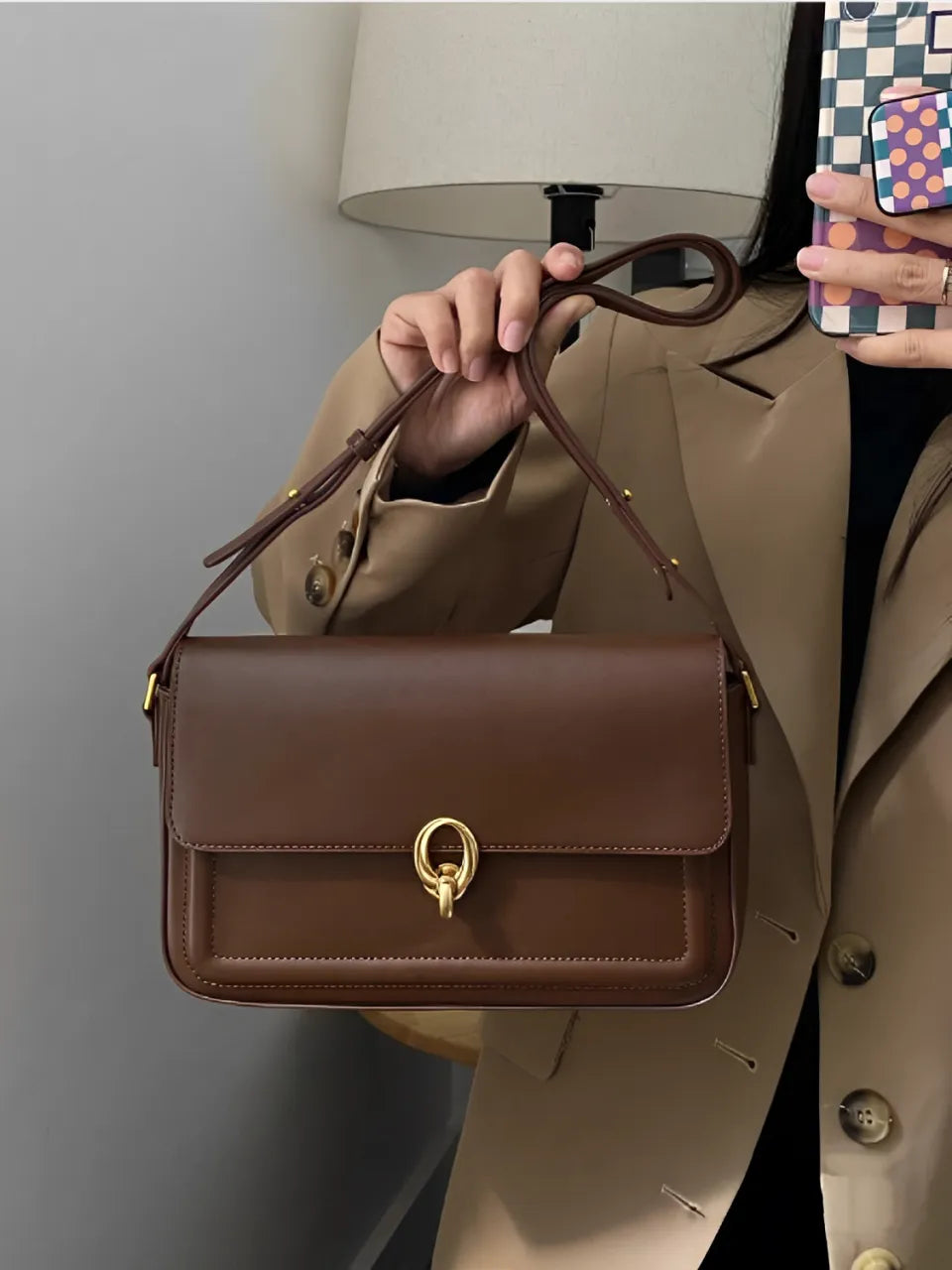 Bolsa Feminina de Ombro em couro PU Sofisticada - Mirna