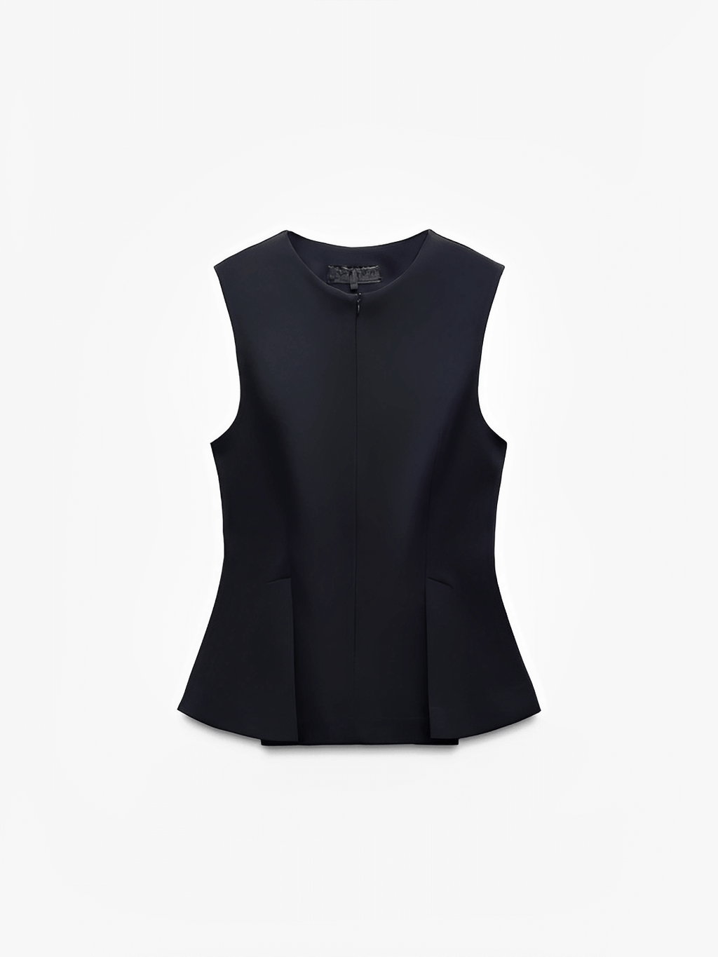 Blusa Feminina Peplum Estruturada com Decote V e Zíper Frontal - Cricia