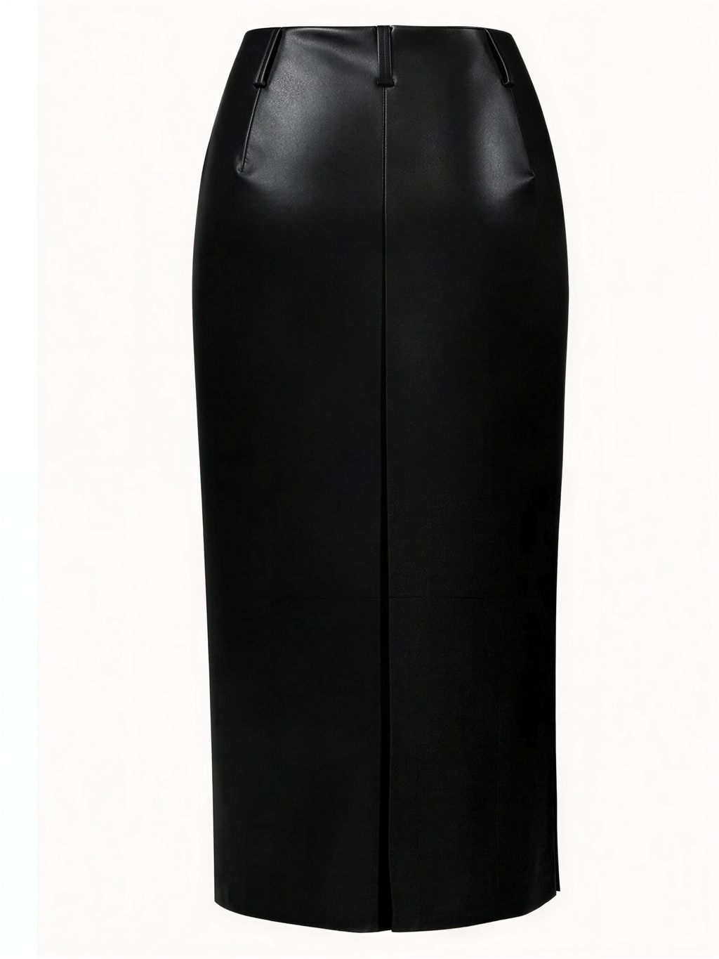Saia Midi em Couro PU com Fenda Frontal Elegante e Cintura Alta – Germana