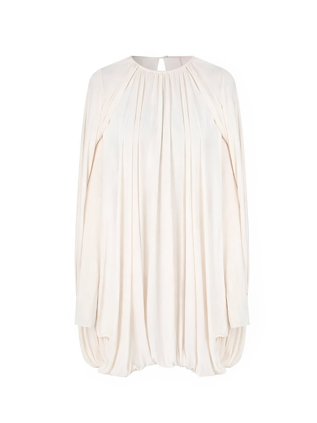 Vestido Curto Plissado Modelagem Balonê Manga Longa e Design Capa – Francis [FRETE FULL]