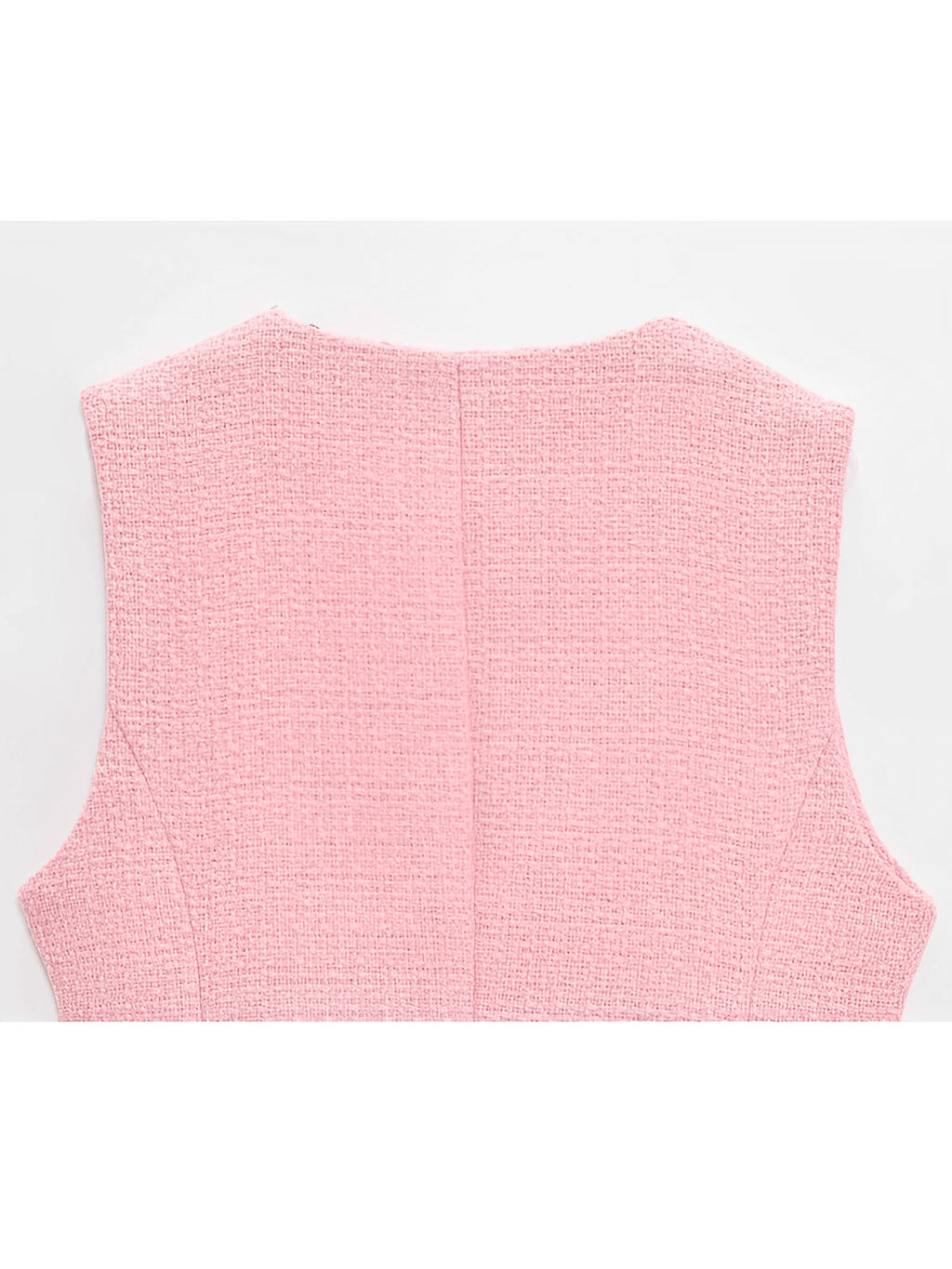 Colete Feminino Tweed Acinturado com Cinto e Bolsos Decorativo - Corine
