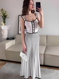 Vestido Midi Listrado de Alças Modelagem Evasê - Dandara