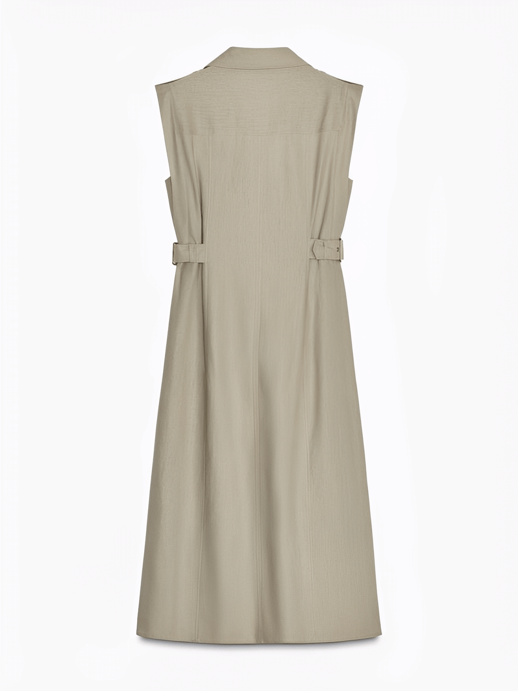 Vestido Midi Chemise Sem Mangas com Botões Dourados e Fivelas – Melina