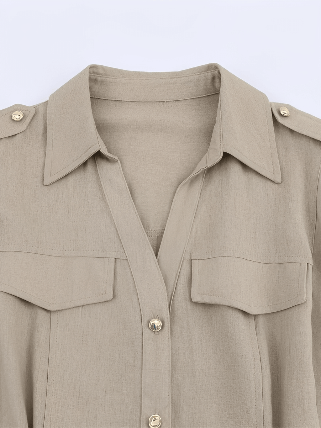 Vestido Midi Chemise Sem Mangas com Botões Dourados e Fivelas – Melina