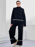 Conjunto de Tricô com Suéter Mullet Gola Alta e Calça Confortável – Kim [FRETE FULL]