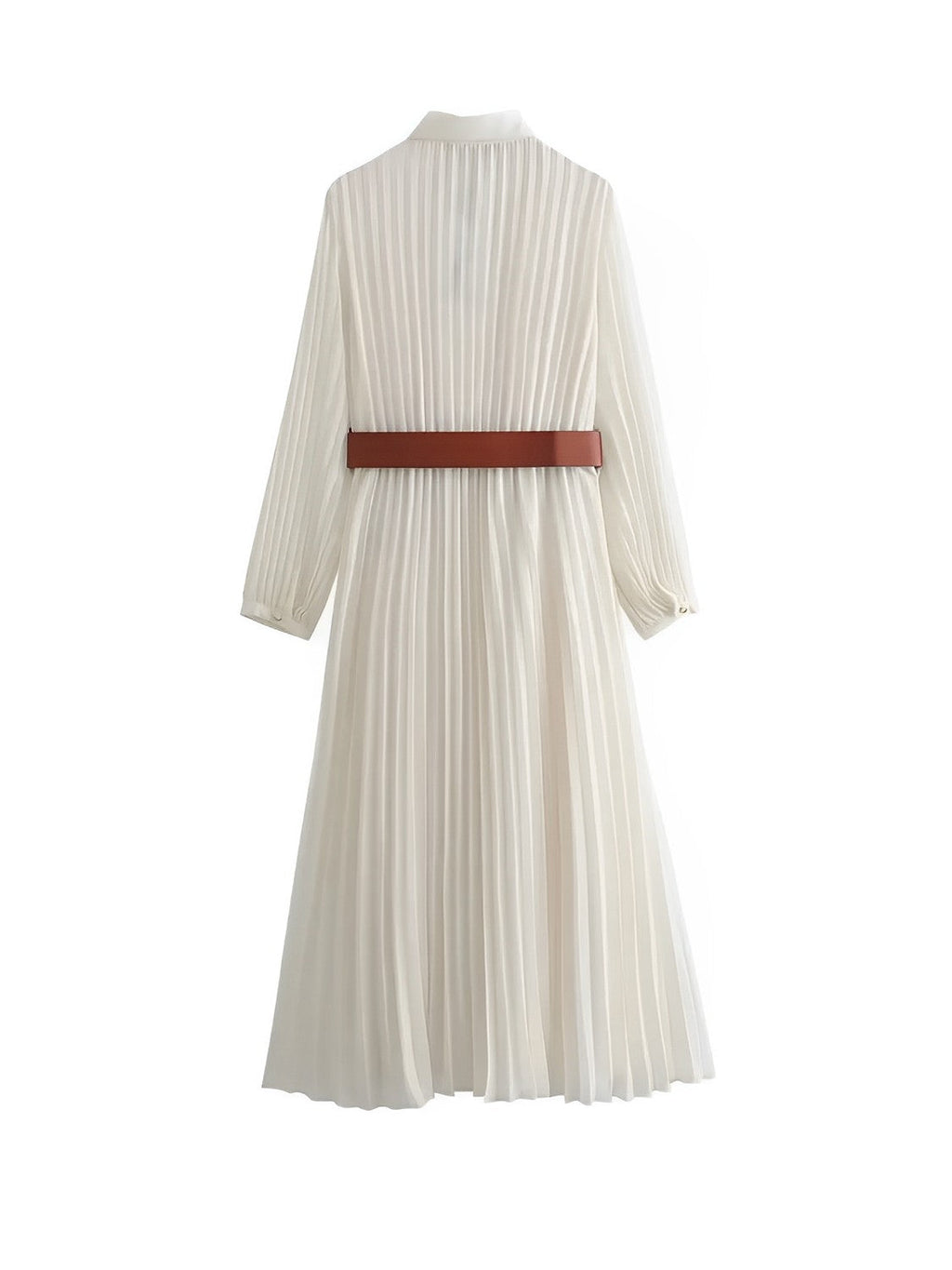 Vestido Chemise Midi Plissado com Botões Frontais – Fleur