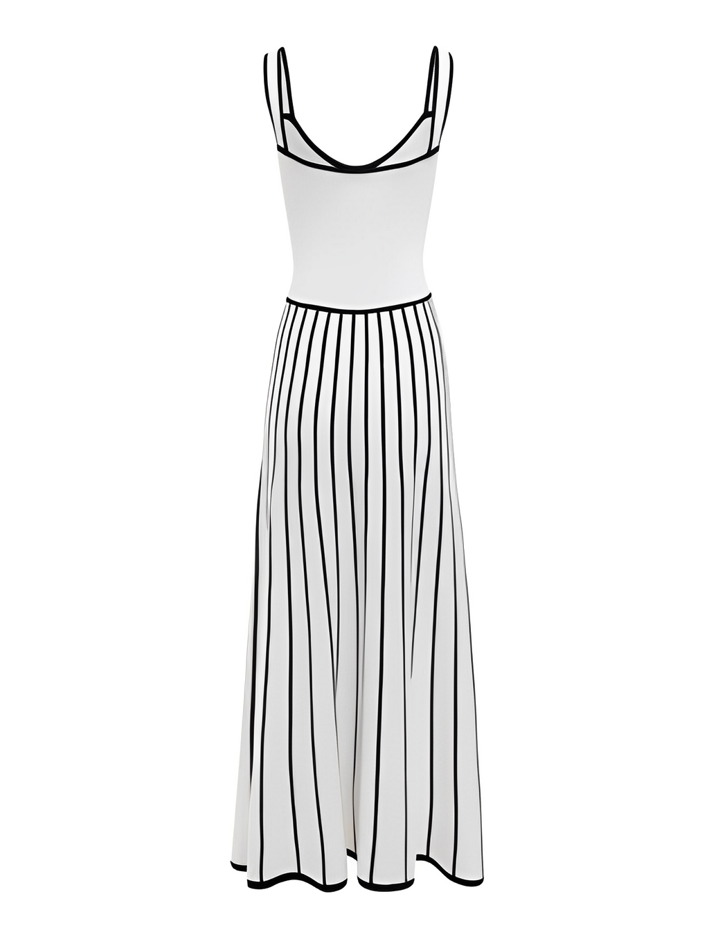 Vestido Midi Listrado de Alças Modelagem Evasê - Dandara