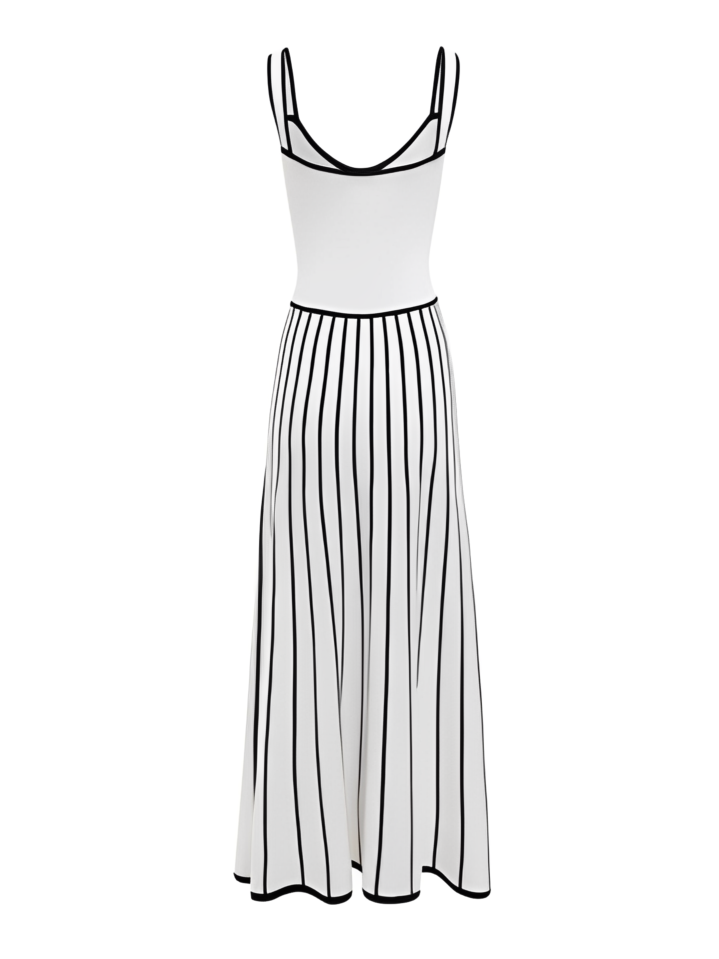 Vestido Midi Listrado de Alças Modelagem Evasê - Dandara