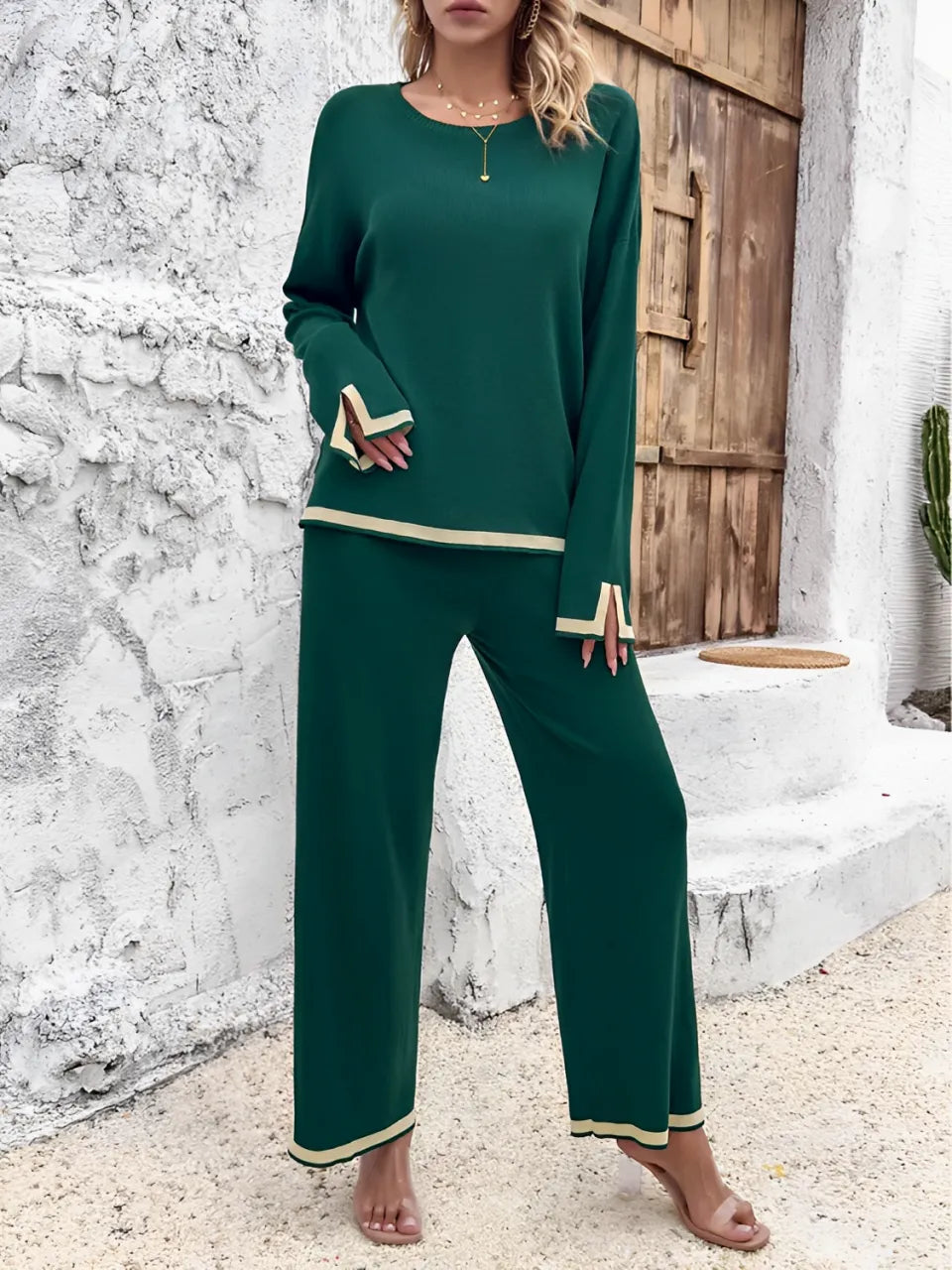 Conjunto com Blusa Mullet de Manga Longa e Calça Cós Elástico – Adele