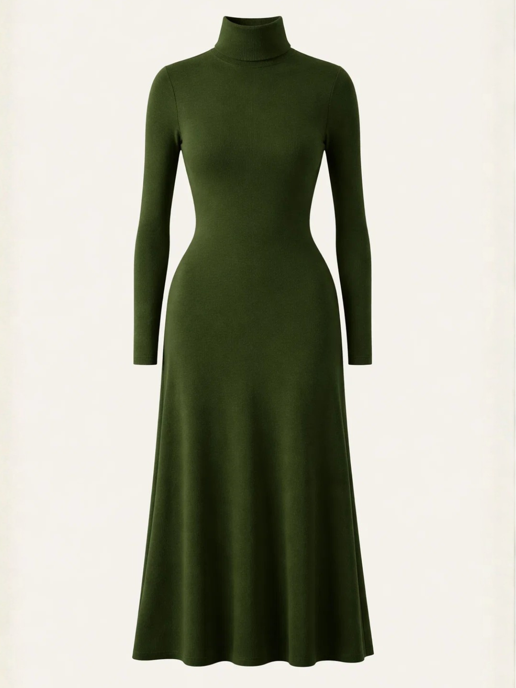 Vestido Maxi Modelagem Evasê com Gola Alta e Manga Longa – Thamara [FRETE FULL]