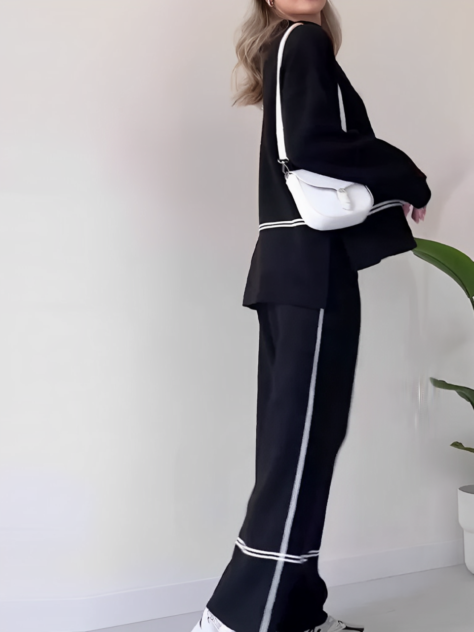 Conjunto de Tricô com Suéter Mullet Gola Alta e Calça Confortável – Kim