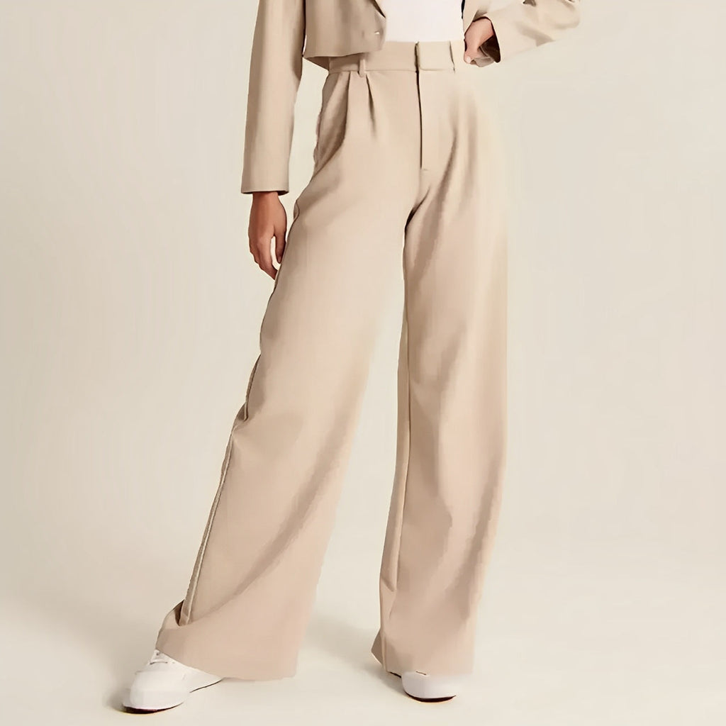 Calça Feminina de Alfaiataria Cintura Alta com Modelagem Wide Leg – Samira